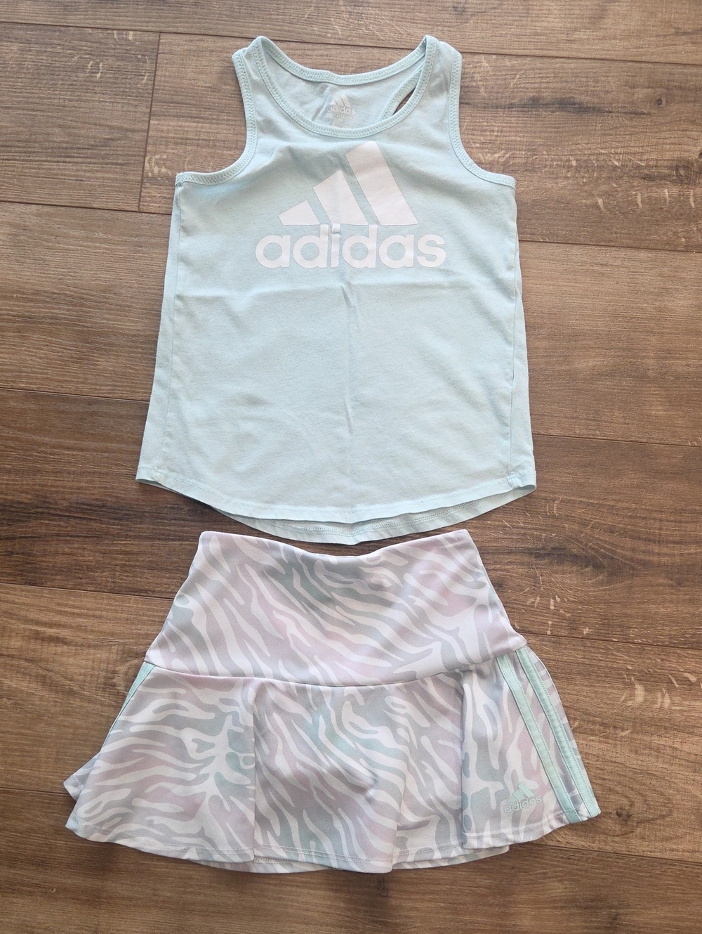 adidas Pastel Blue Tank with Multi-Pastel Zebra Skort